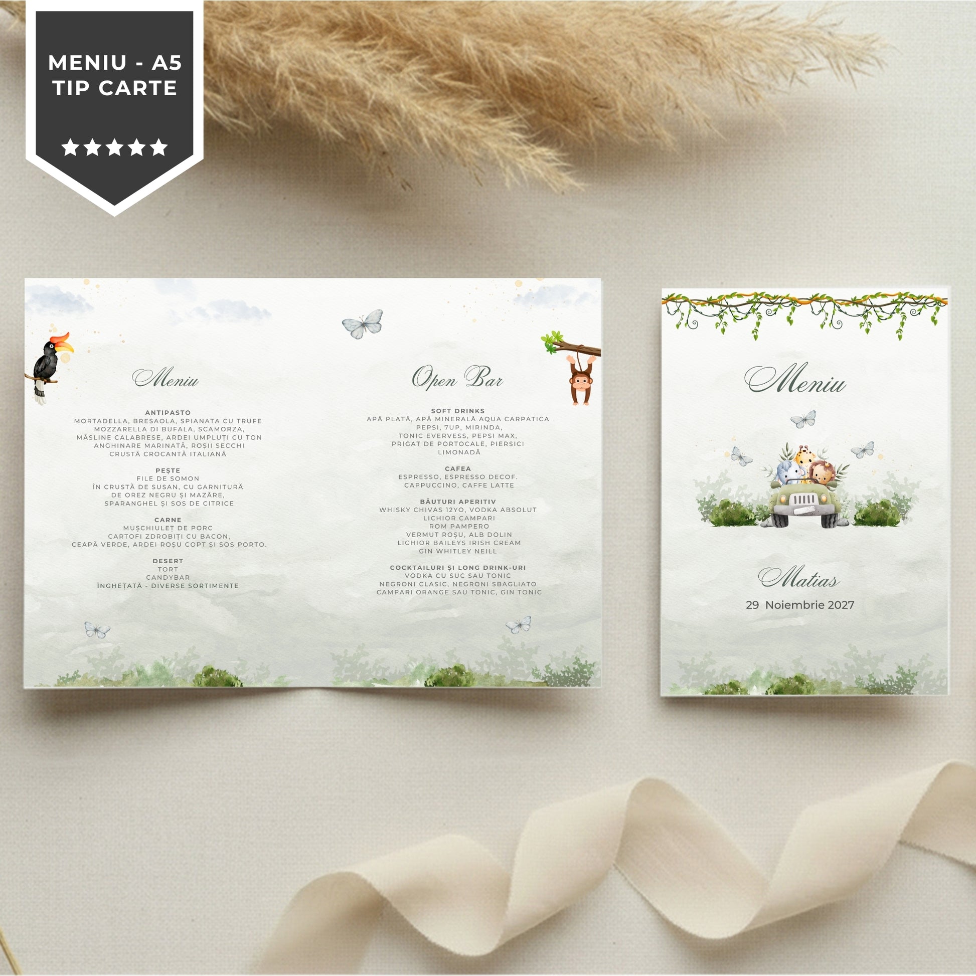 Invitatie Botez Safari Green Edition, Format Digital-BalloonEvents.ro