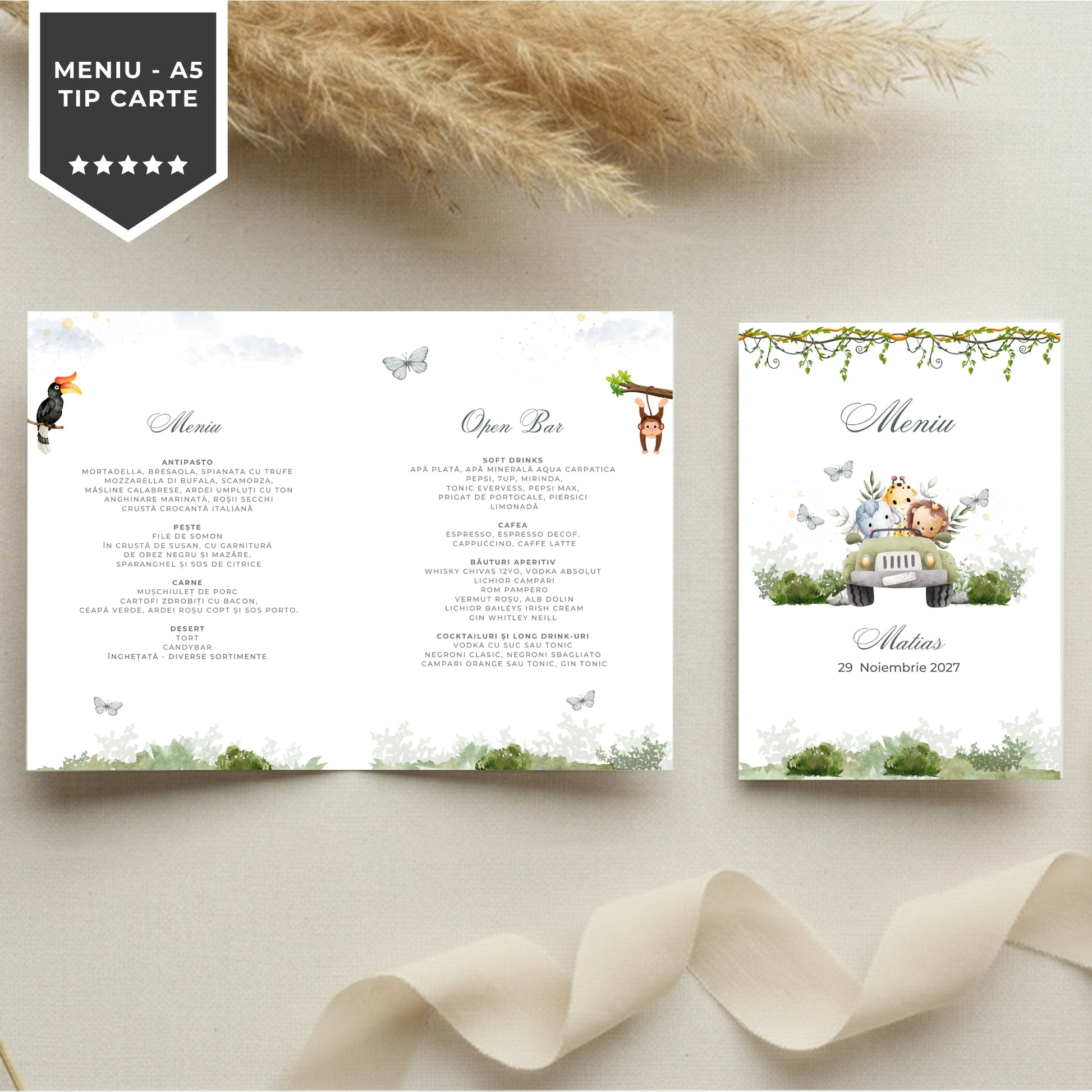 Invitatie Botez, Safari Green Edition, Format Digital-BalloonEvents.ro