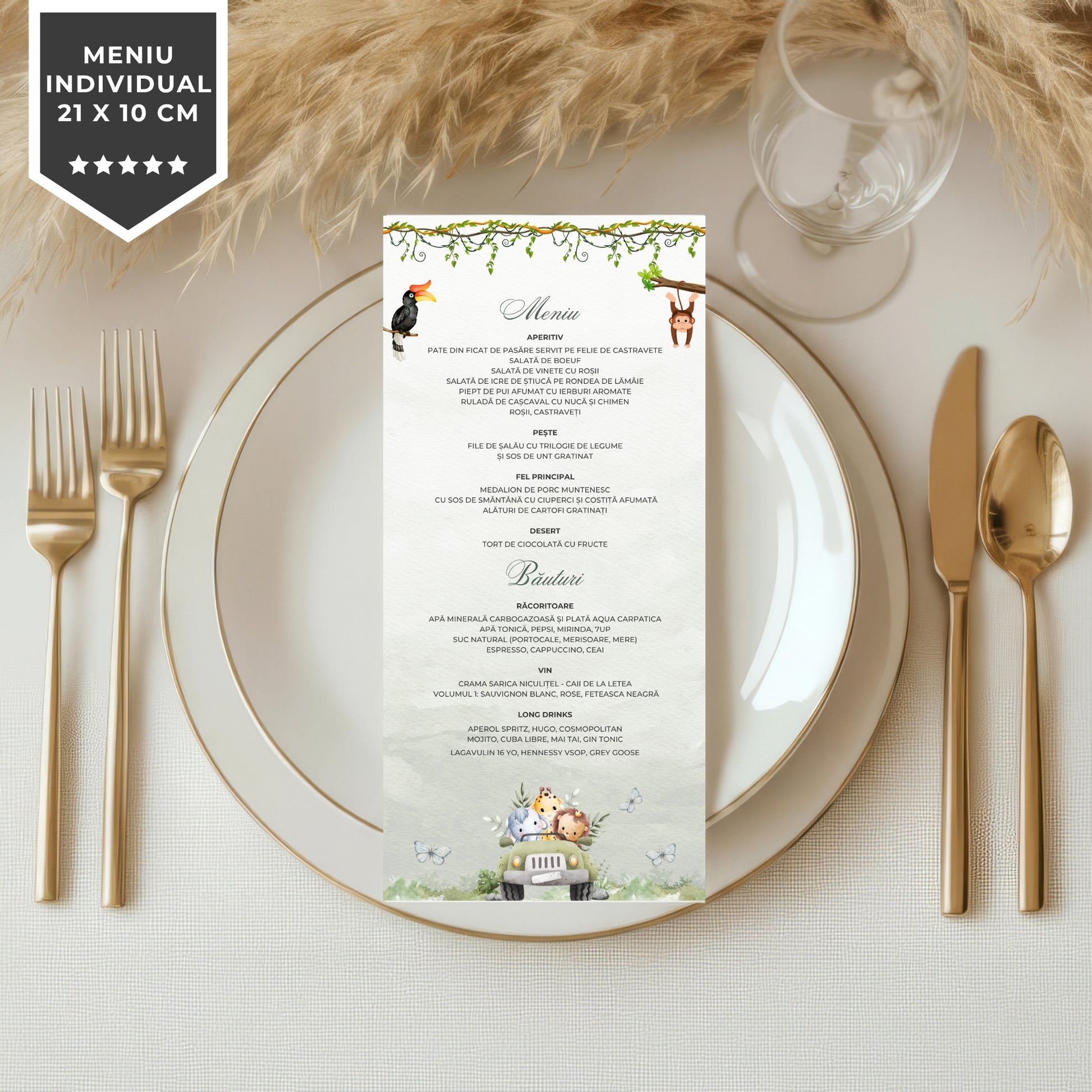 Invitatie Botez Safari Green Edition, Format Digital-BalloonEvents.ro