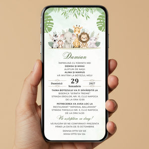 Invitatie Botez Safari Time, Format Digital