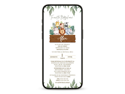 Invitatie Botez Safari Time, Format Digital