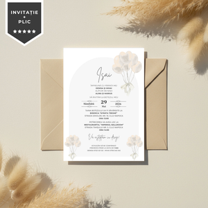 Invitatie Botez Silver Hearts, Format Digital