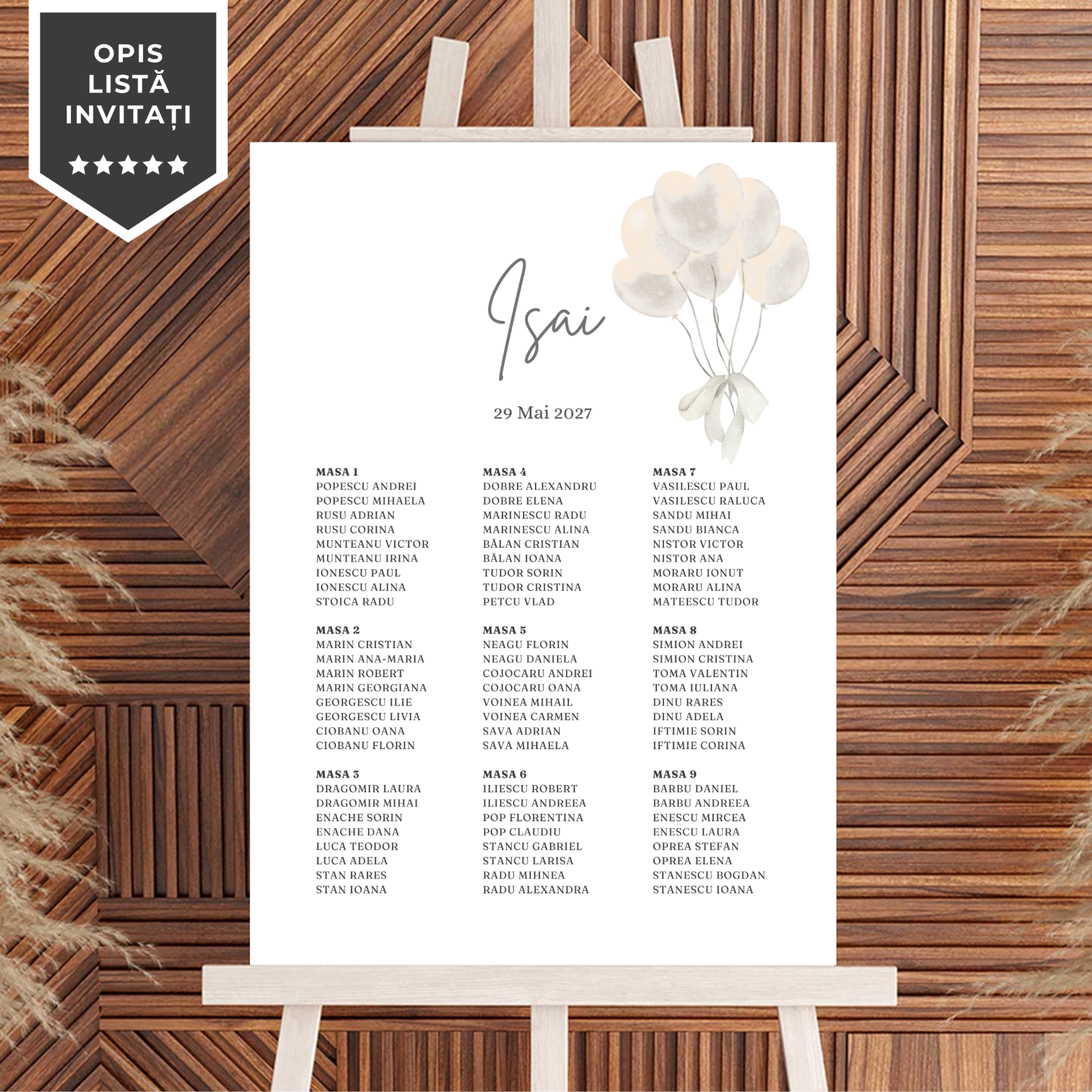 Invitatie Botez Silver Hearts, Format Digital-BalloonEvents.ro