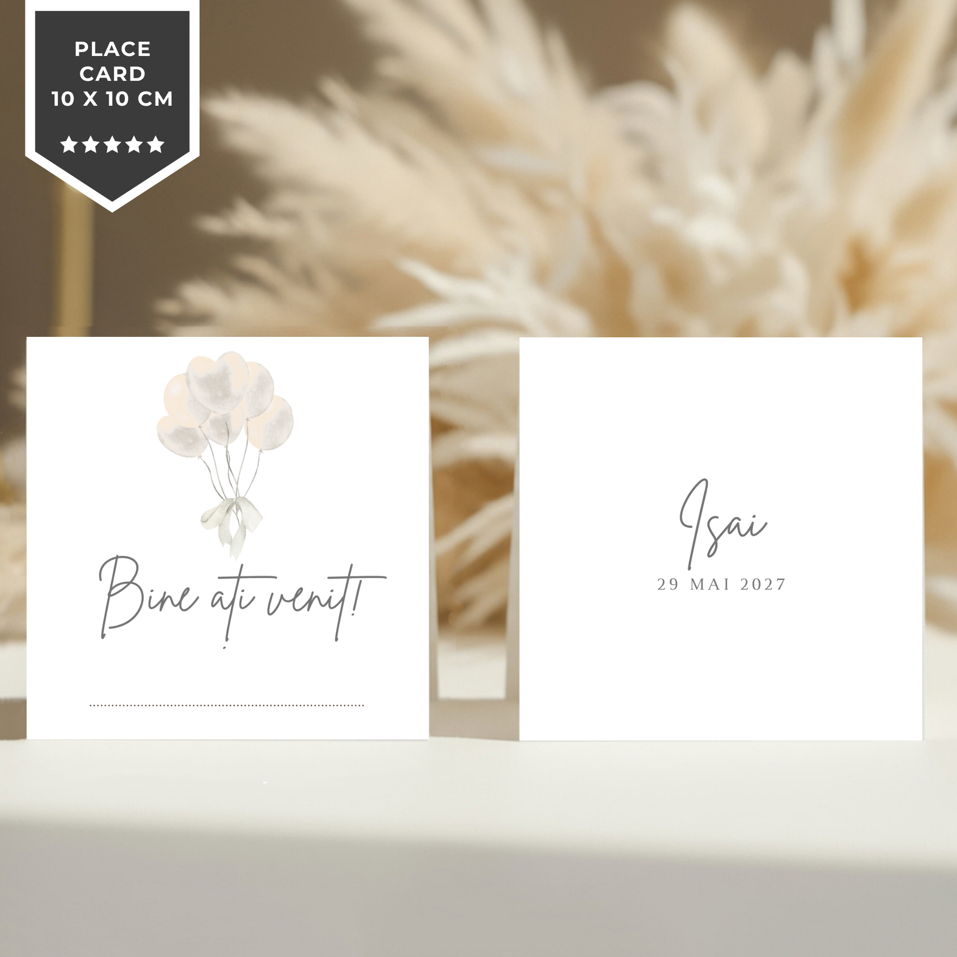 Invitatie Botez Silver Hearts, Format Digital-BalloonEvents.ro