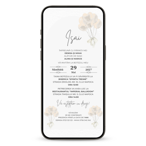 Invitatie Botez Silver Hearts, Format Digital-BalloonEvents.ro