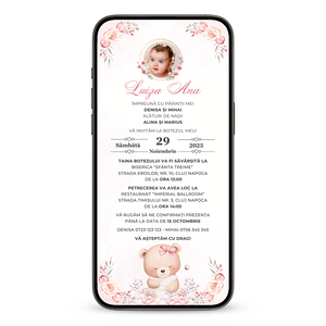 Invitatie Botez Sleeping Bear, Format Digital-BalloonEvents.ro