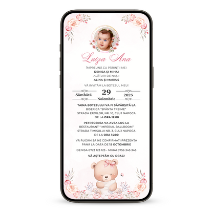 Invitatie Botez Sleeping Bear, Format Digital-BalloonEvents.ro