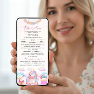 Invitatie Botez Special Unicorn, Format Digital