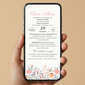 Invitatie Botez Spring Colors, Format Digital
