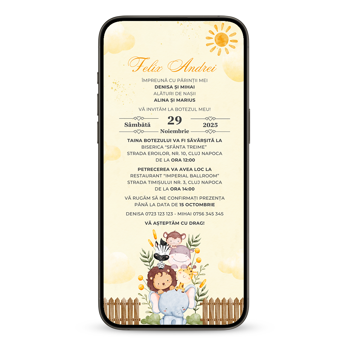 Invitatie Botez Summer Safari, Format Digital-BalloonEvents.ro