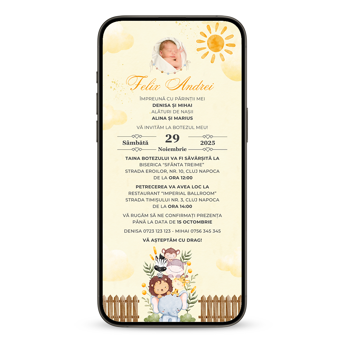 Invitatie Botez Summer Safari, Format Digital-BalloonEvents.ro