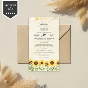 Invitatie Botez Sunflower Baby, Format Digital-BalloonEvents.ro
