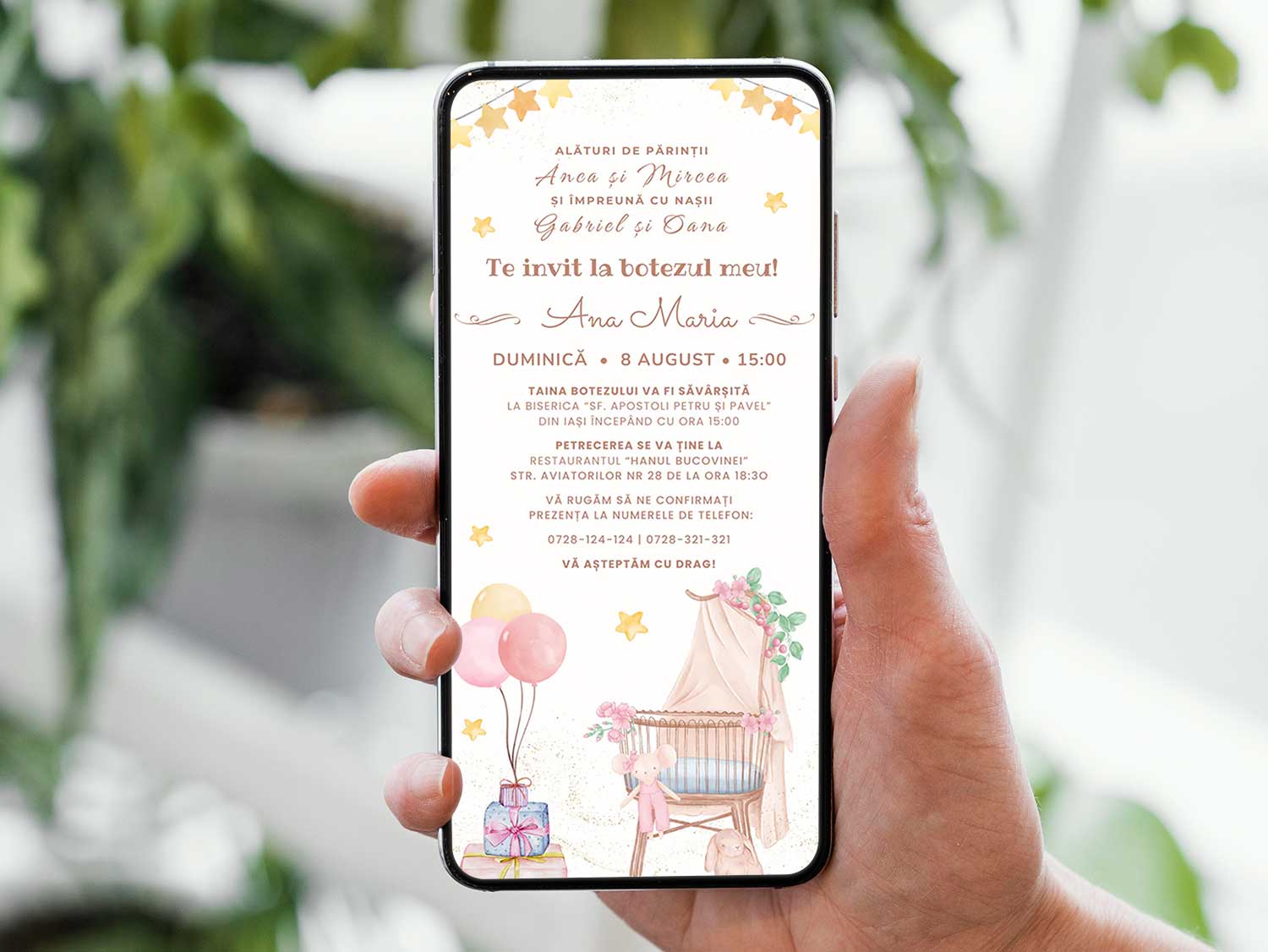 Invitatie Botez Sunshine, Format Digital