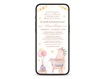 Invitatie Botez Sunshine, Format Digital