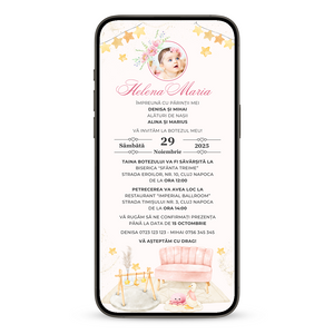 Invitatie Botez Sunshine, Format Digital-BalloonEvents.ro