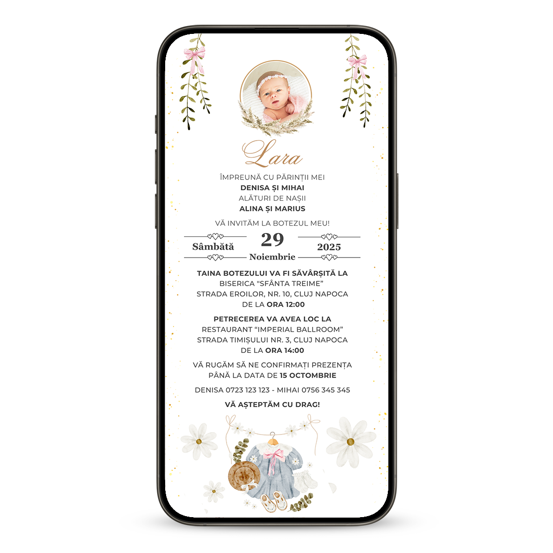 Invitatie Botez Sweet Baby Girl, Format Digital-BalloonEvents.ro