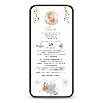 Invitatie Botez Sweet Baby Girl, Format Digital-BalloonEvents.ro