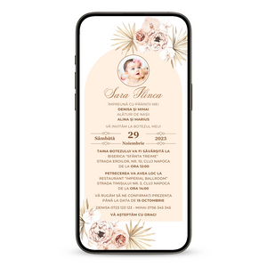 Invitatie Botez Sweet Baby Retro, Format Digital-BalloonEvents.ro