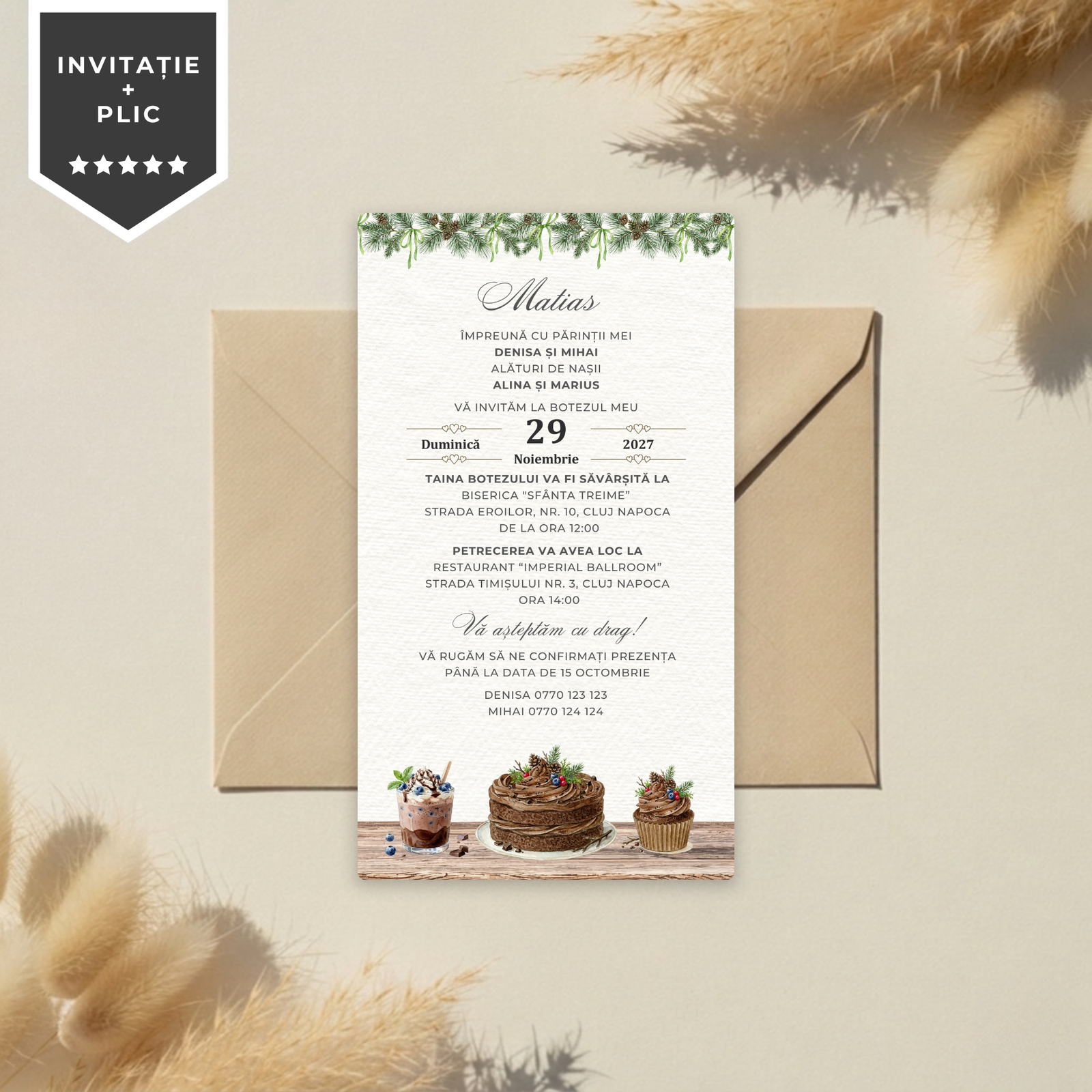 Invitatie Botez Sweet Chocolate, Format Digital-BalloonEvents.ro