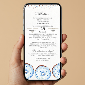 Invitatie Botez Sweet Donut, Format Digital-BalloonEvents.ro