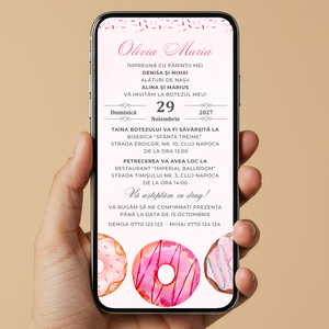 Invitatie Botez Sweet Donut, Format Digital