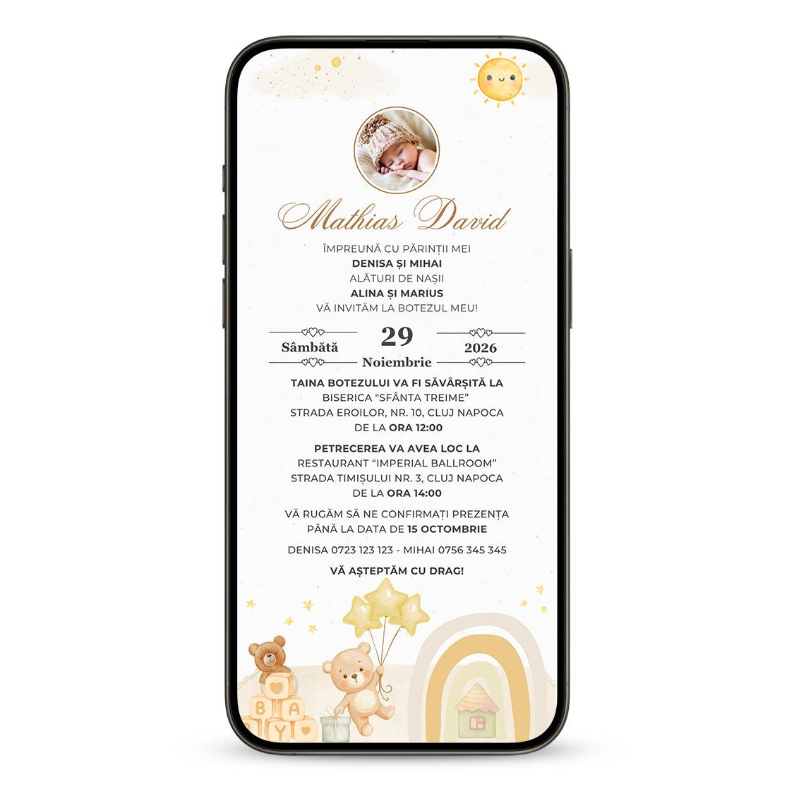 Invitatie Botez Sweet Home, Format Digital-BalloonEvents.ro