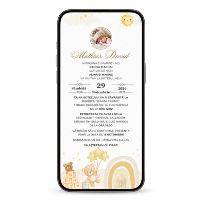 Invitatie Botez Sweet Home, Format Digital-BalloonEvents.ro