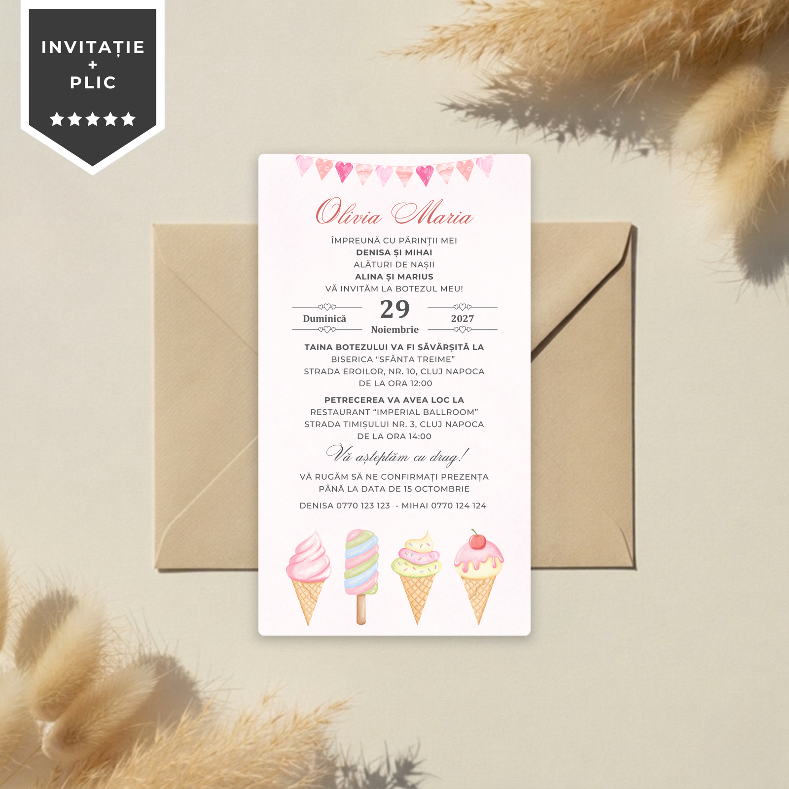 Invitatie Botez Sweet Party, Format Digital-BalloonEvents.ro