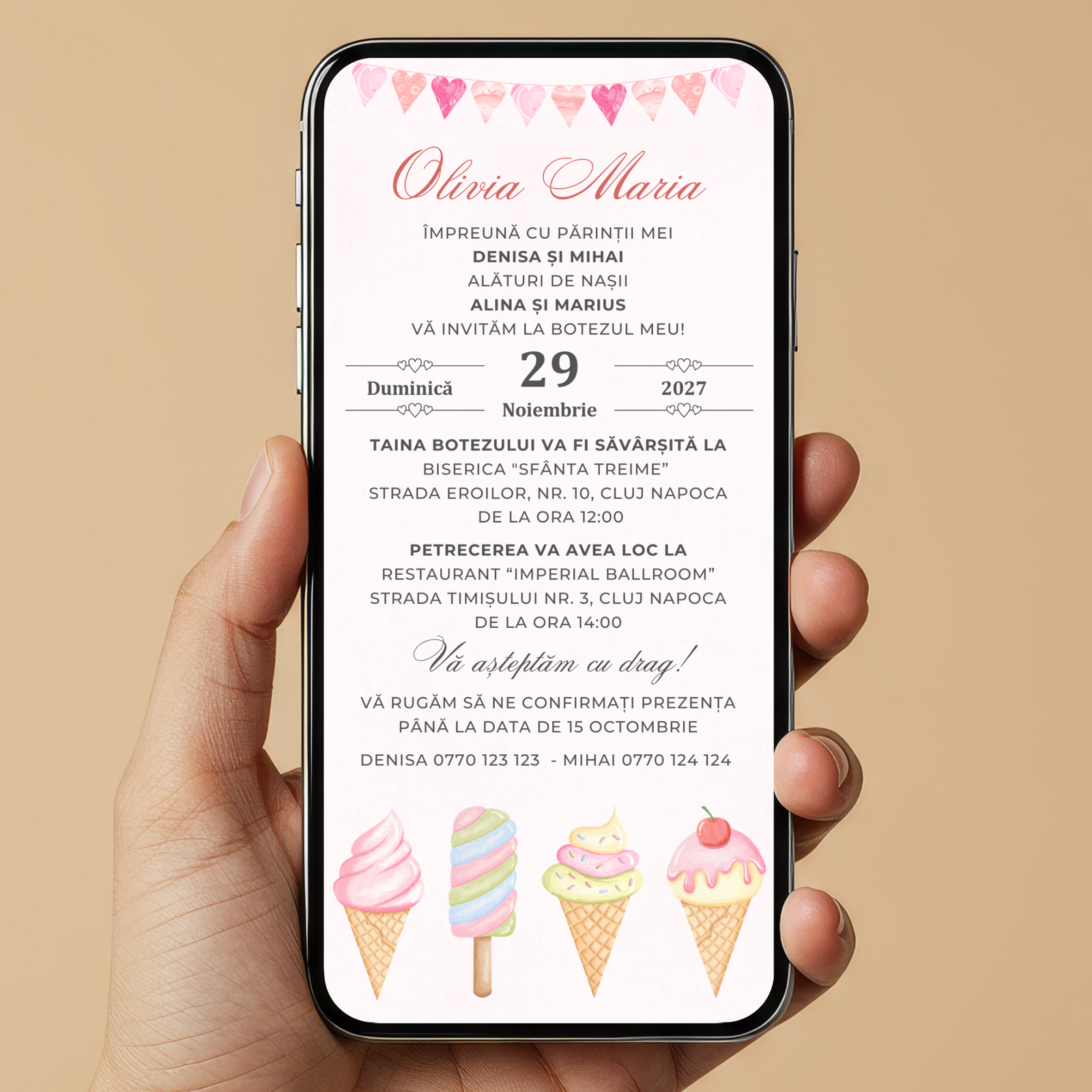 Invitatie Botez Sweet Party, Format Digital-BalloonEvents.ro