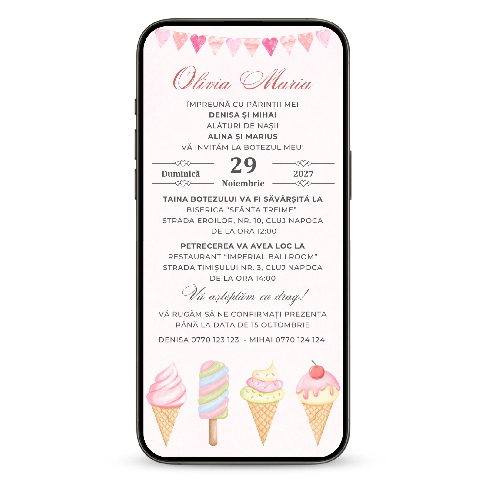 Invitatie Botez Sweet Party, Format Digital-BalloonEvents.ro