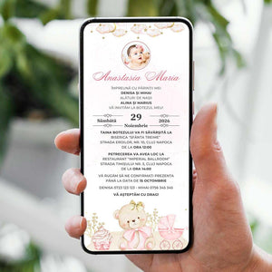 Invitatie Botez Twinkle Baby, Format Digital-BalloonEvents.ro