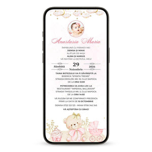Invitatie Botez Twinkle Baby, Format Digital-BalloonEvents.ro