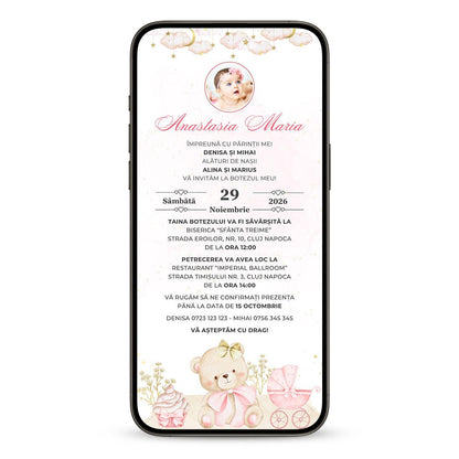 Invitatie Botez Twinkle Baby, Format Digital-BalloonEvents.ro