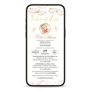 Invitatie Botez Twinkle Twinkle, Format Digital-BalloonEvents.ro