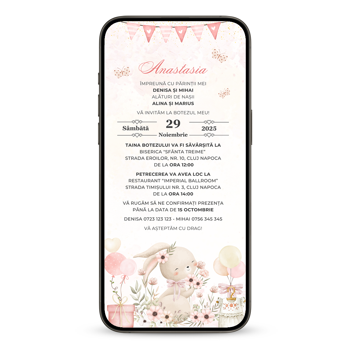 Invitatie Botez Tzop Tzop, Format Digital-BalloonEvents.ro