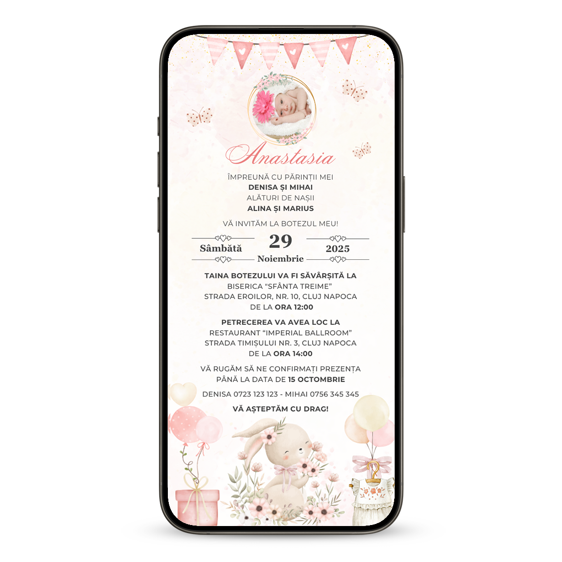 Invitatie Botez Tzop Tzop, Format Digital-BalloonEvents.ro