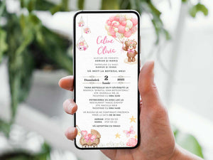 Invitatie Botez Ursuletul Cu Baloane, Format Digital