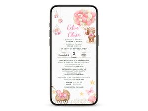 Invitatie Botez Ursuletul Cu Baloane, Format Digital