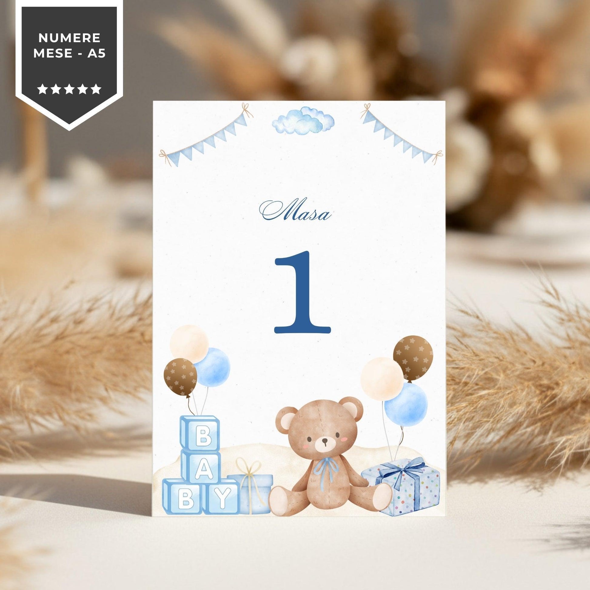 Invitatie Botez Ursuletul Jucaus Boy, Format Digital-BalloonEvents.ro