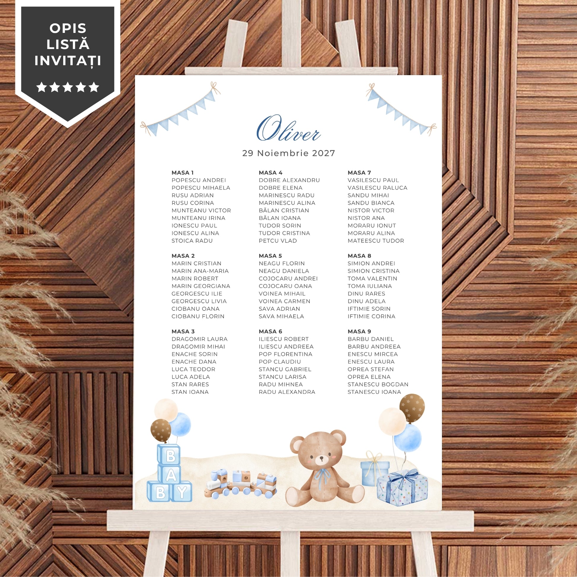 Invitatie Botez Ursuletul Jucaus Boy, Format Digital-BalloonEvents.ro