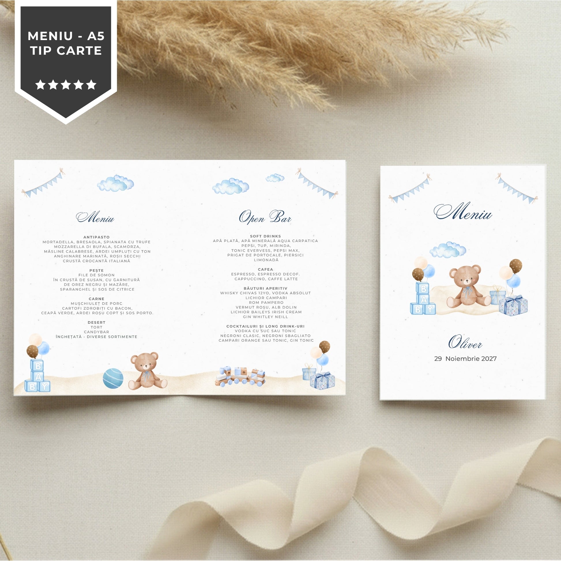 Invitatie Botez Ursuletul Jucaus Boy, Format Digital-BalloonEvents.ro