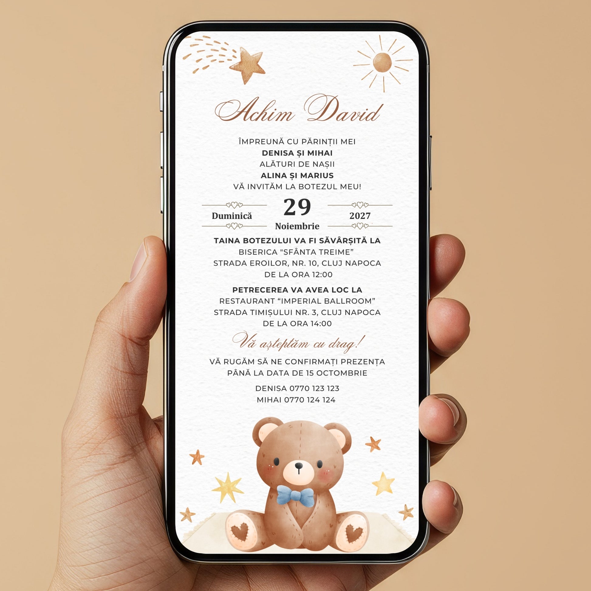 Invitatie Botez Ursuletul Martinel, Format Digital-BalloonEvents.ro