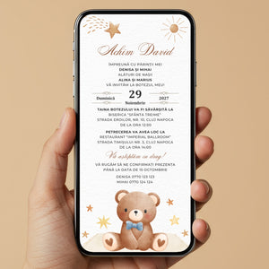 Invitatie Botez Ursuletul Martinel, Format Digital-BalloonEvents.ro