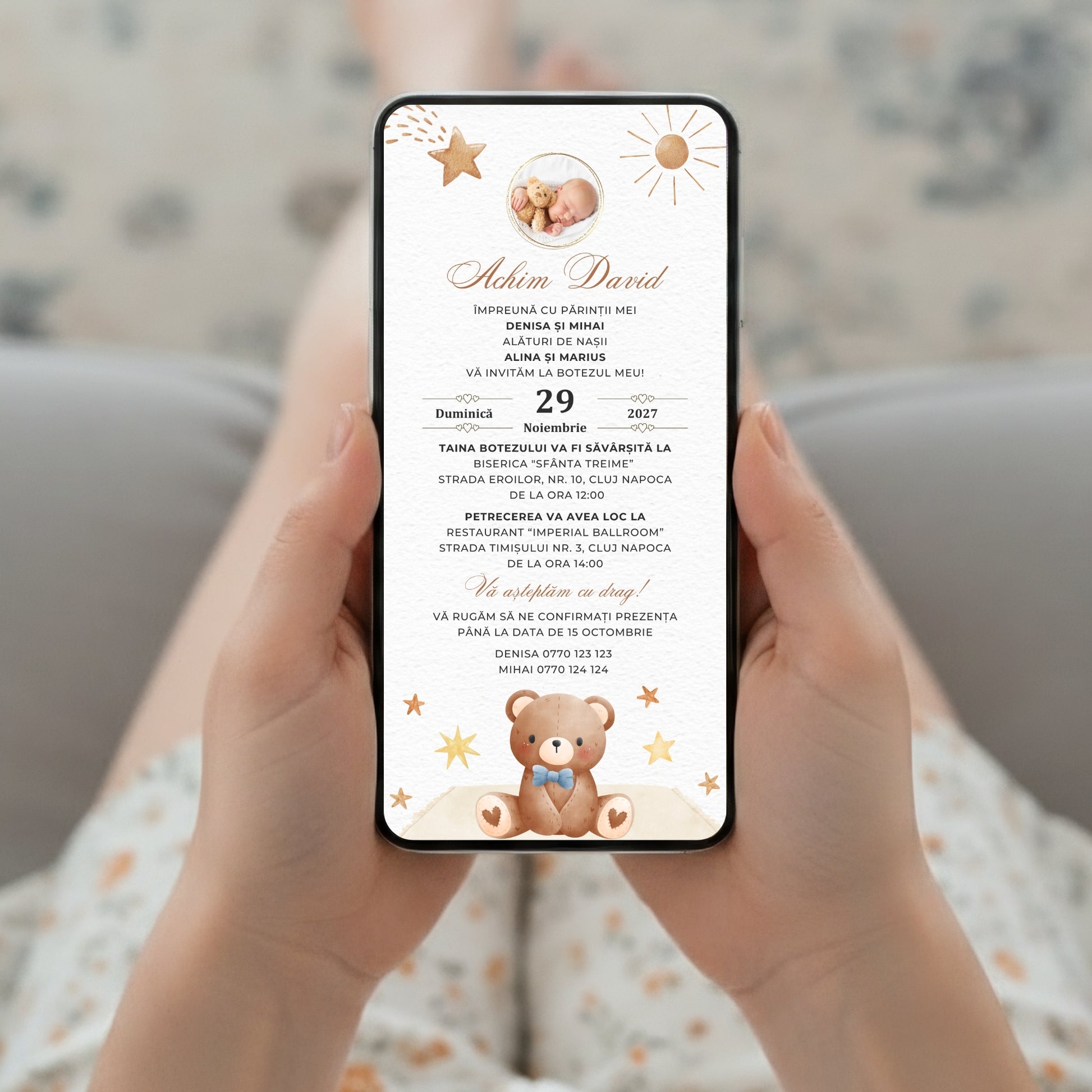 Invitatie Botez Ursuletul Martinel, Format Digital-BalloonEvents.ro