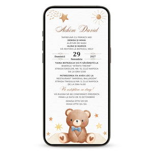 Invitatie Botez Ursuletul Martinel, Format Digital-BalloonEvents.ro