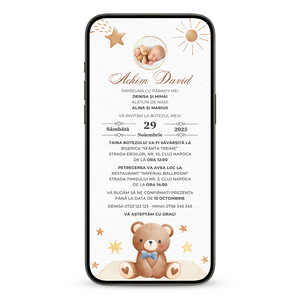 Invitatie Botez Ursuletul Martinel, Format Digital-BalloonEvents.ro