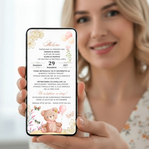 Invitatie Botez Ursuletul Si Fluturasii, Format Digital