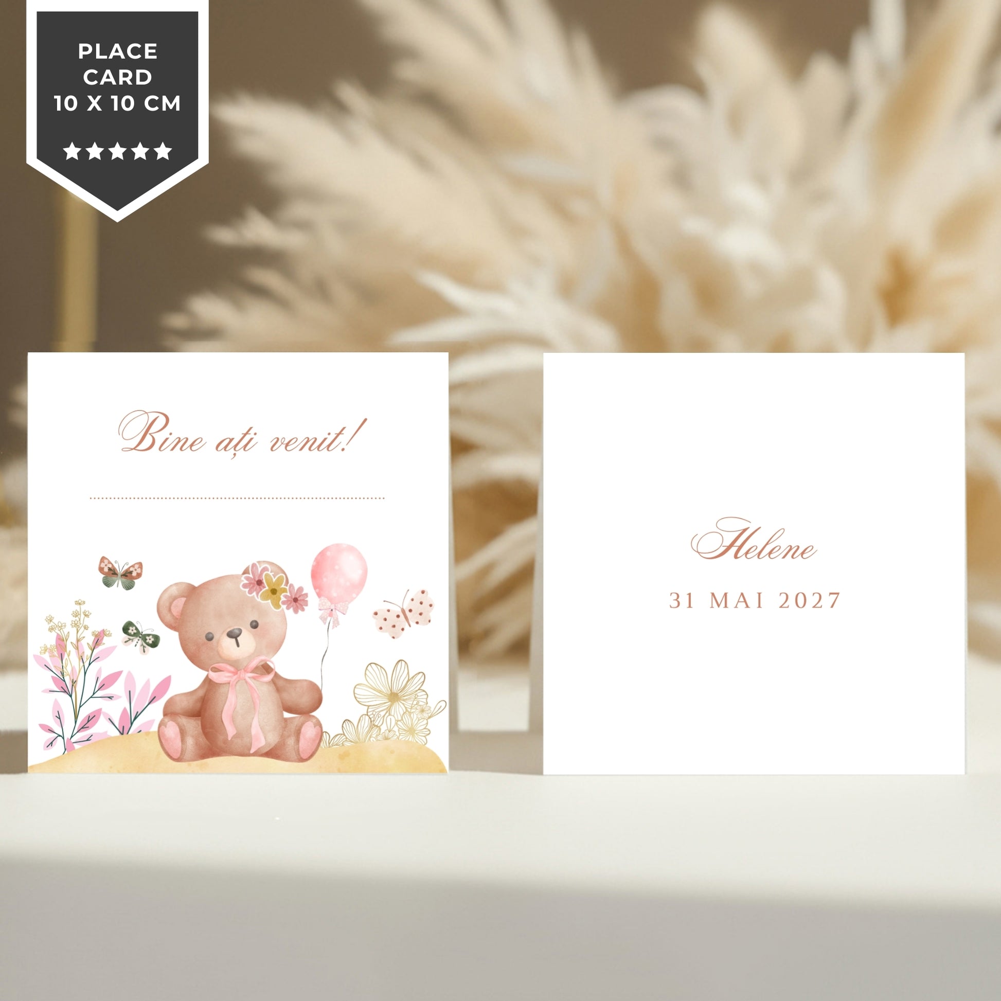 Invitatie Botez Ursuletul Si Fluturasii, Format Digital-BalloonEvents.ro