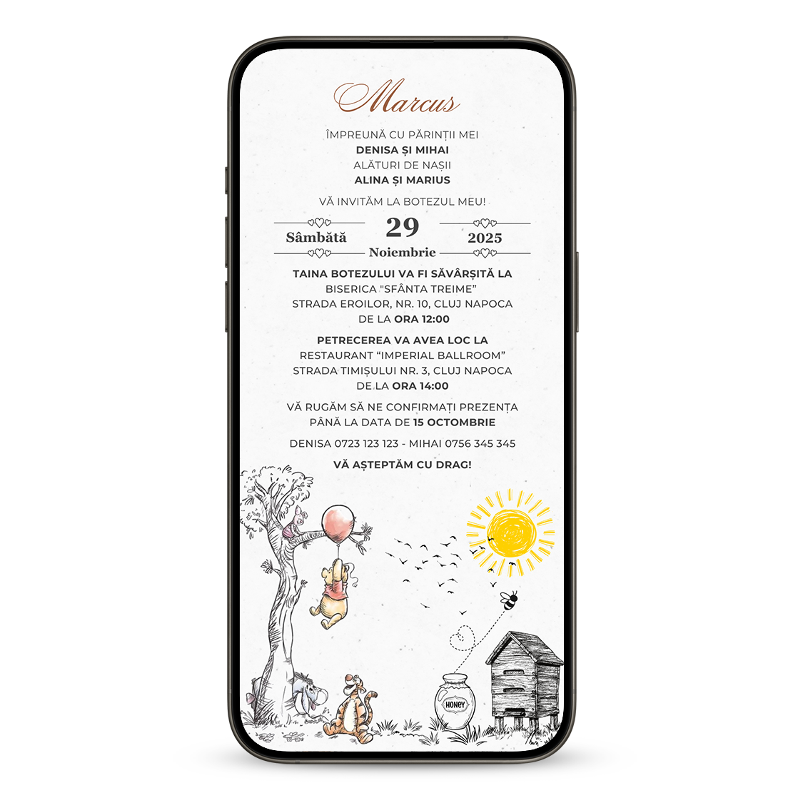 Invitatie Botez Winnie, Format Digital-BalloonEvents.ro