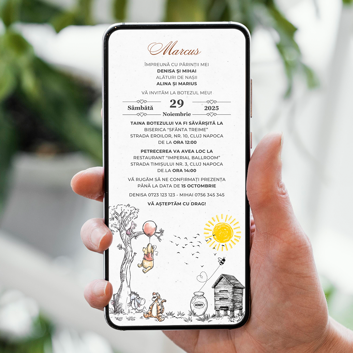 Invitatie Botez Winnie, Format Digital-BalloonEvents.ro